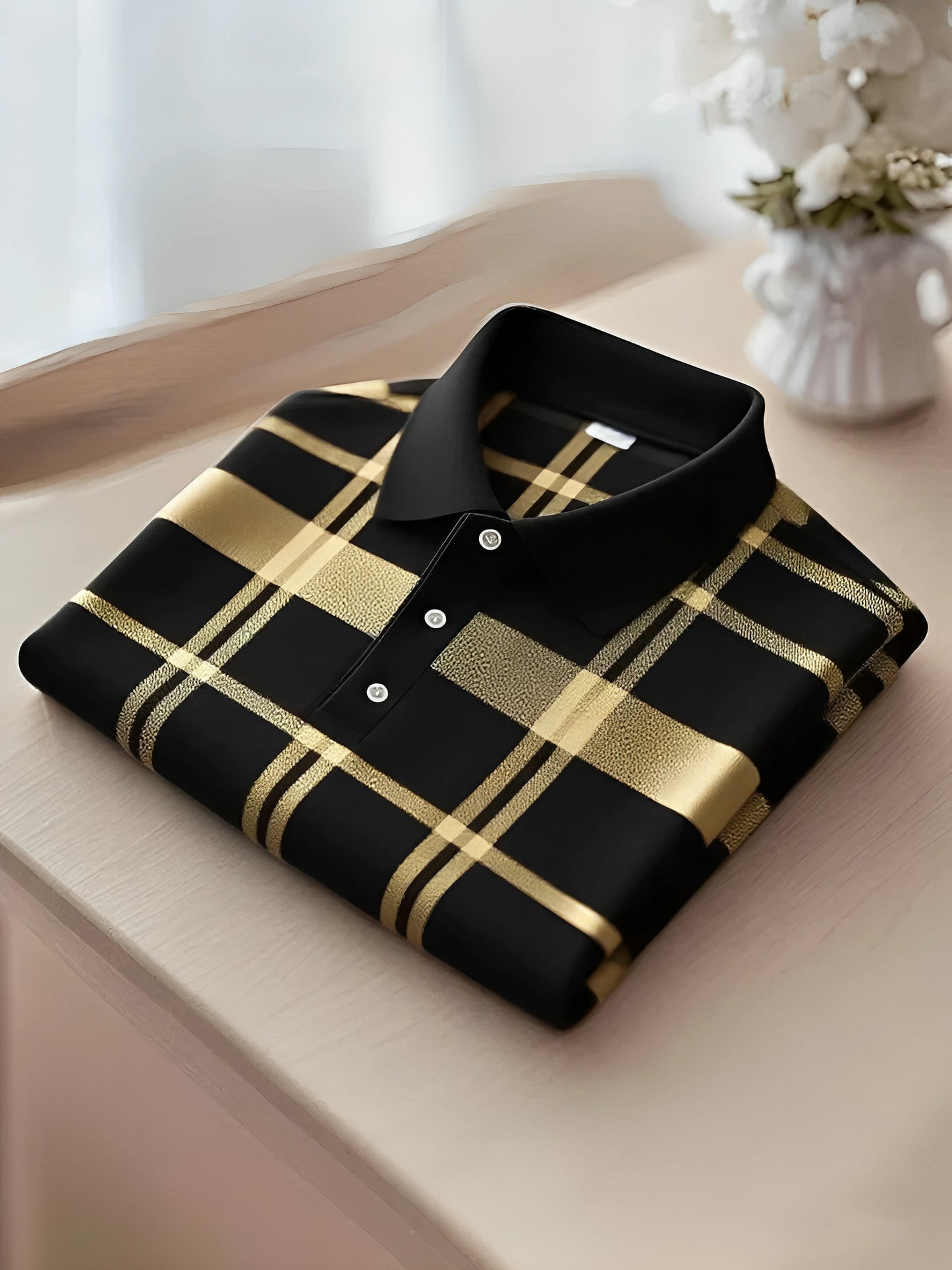 Men's Executive Stripe Performance Short Sleeve Polo T-Shirt