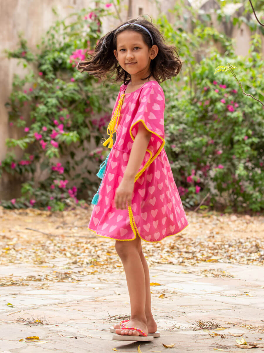 Carol Organic Cotton Block Printed Kaftan For Kids