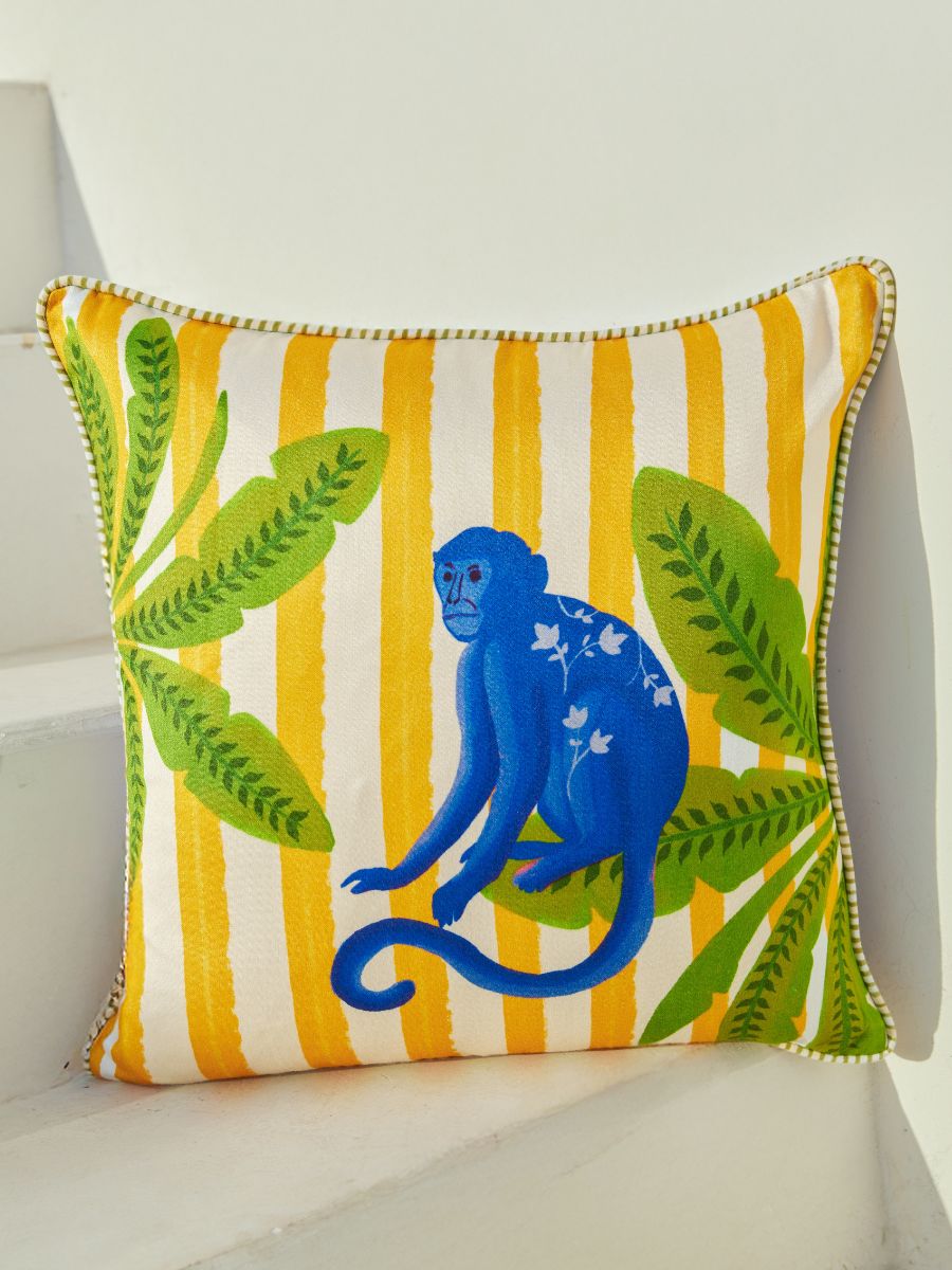 Monkey Business Cotton Cushion Cover - 18 Inch