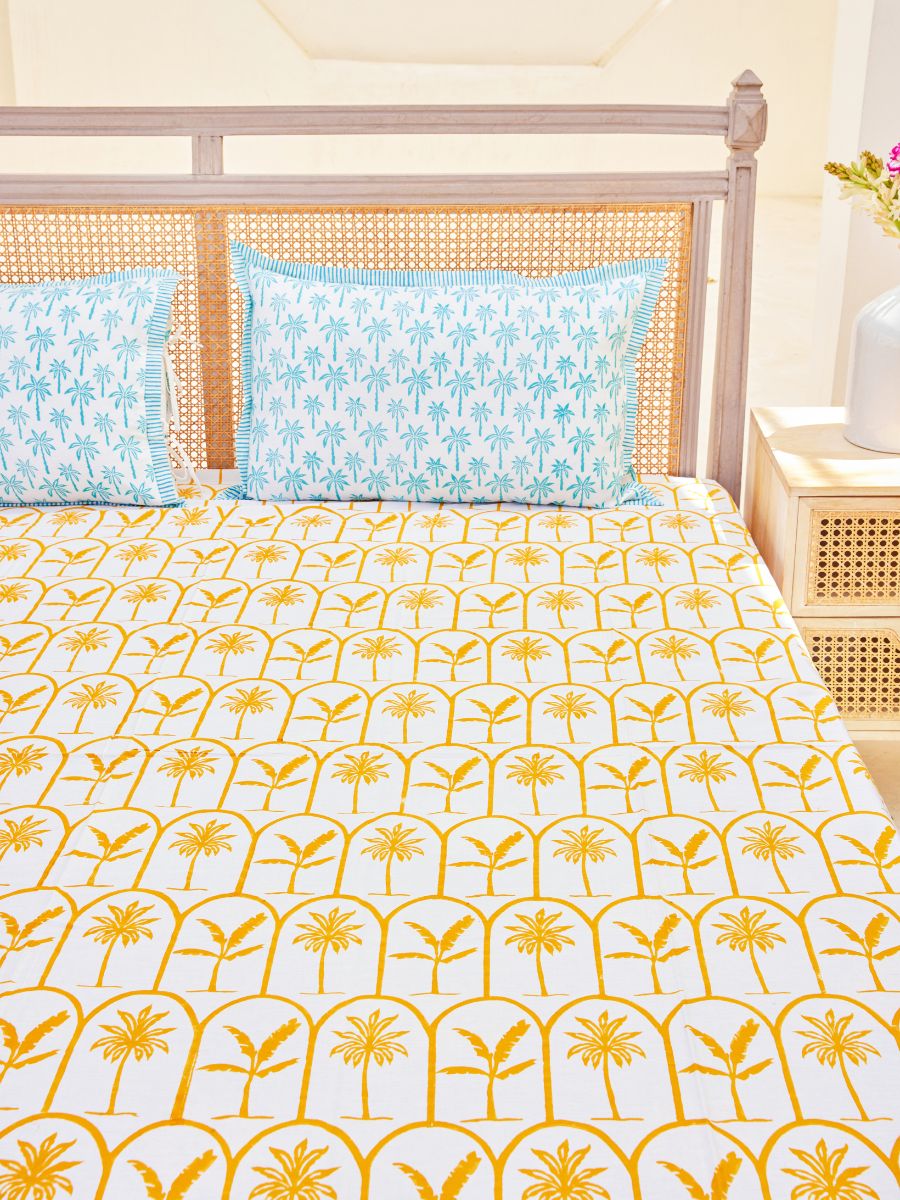 Ochre Motif Cotton Bedsheet