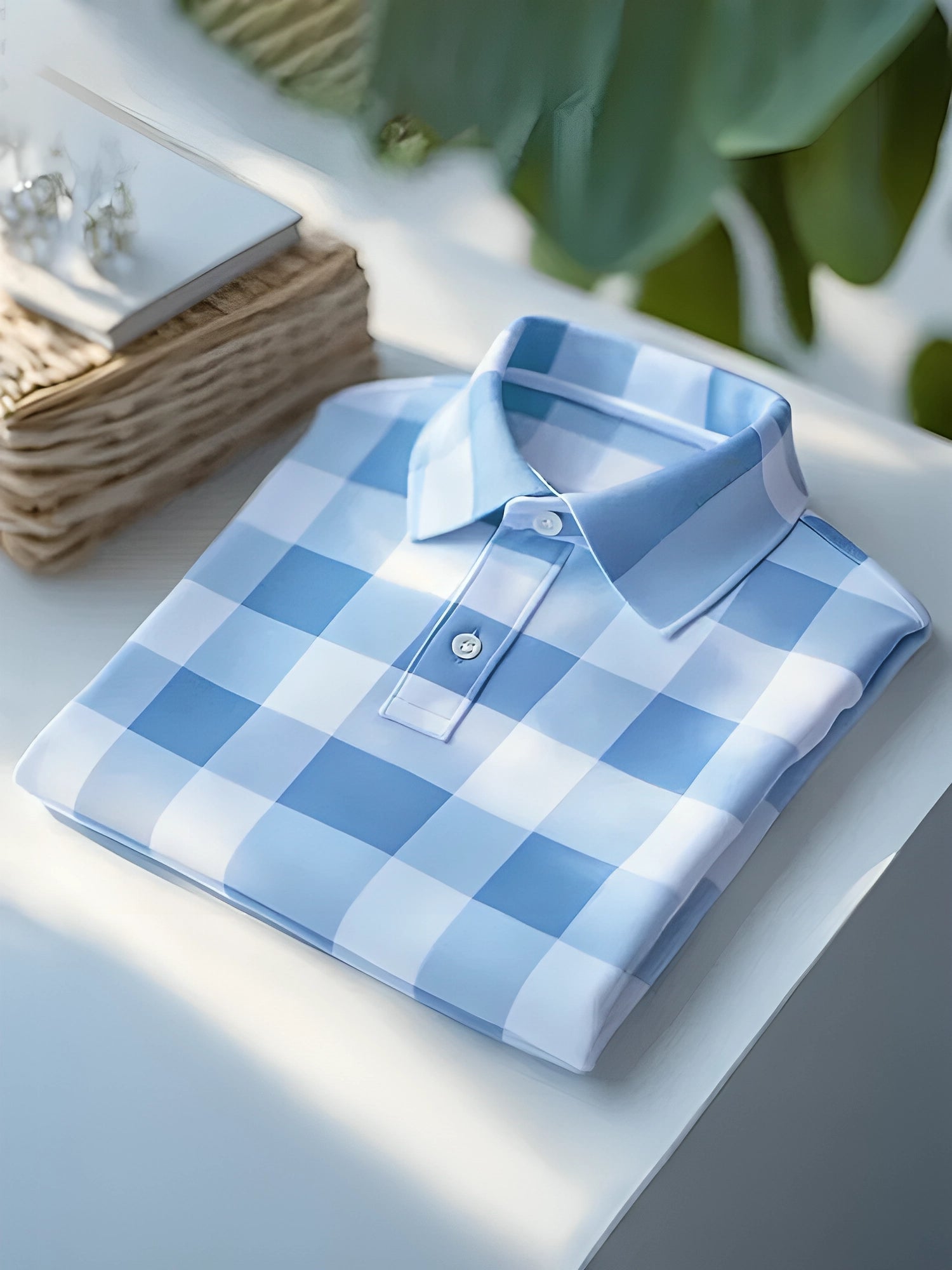 Men's Refined Checkered Short Sleeve Smart-Casual Polo T-Shirt