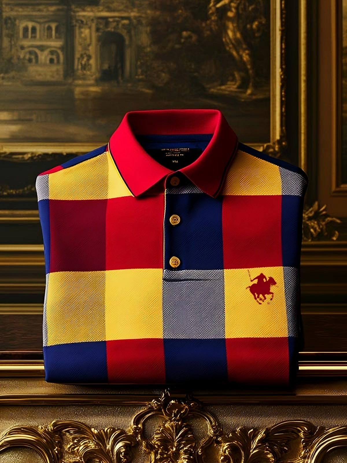 Men's Heritage Plaid Smart-Casual Short Sleeve Polo T-Shirt