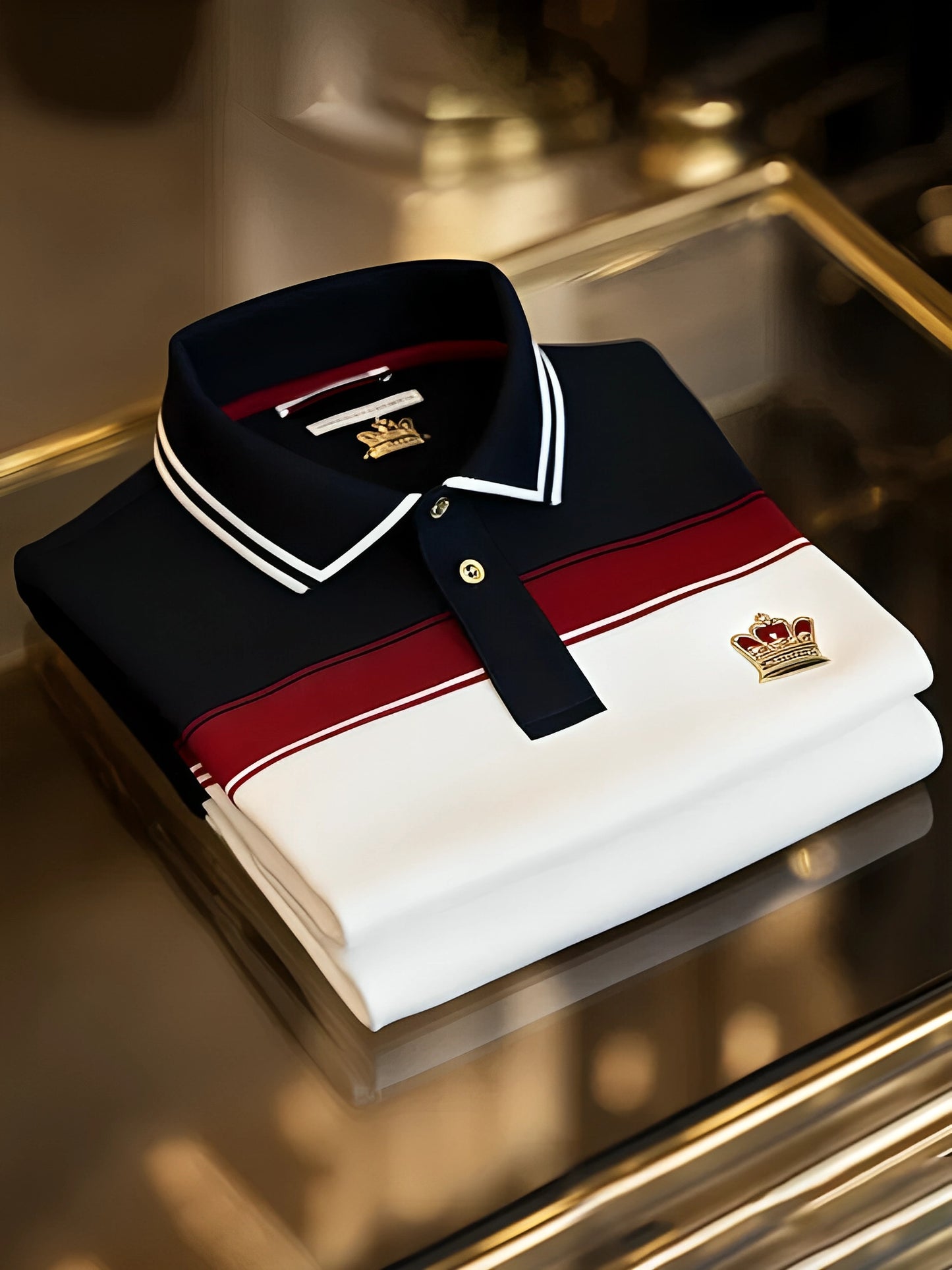 Men's Modern Tricolor Accent Smart Polo T-Shirt