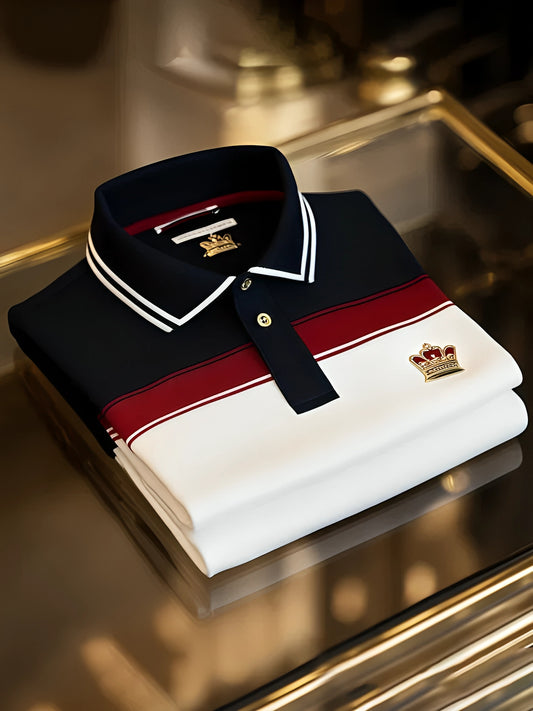 Men's Modern Tricolor Accent Smart Polo T-Shirt