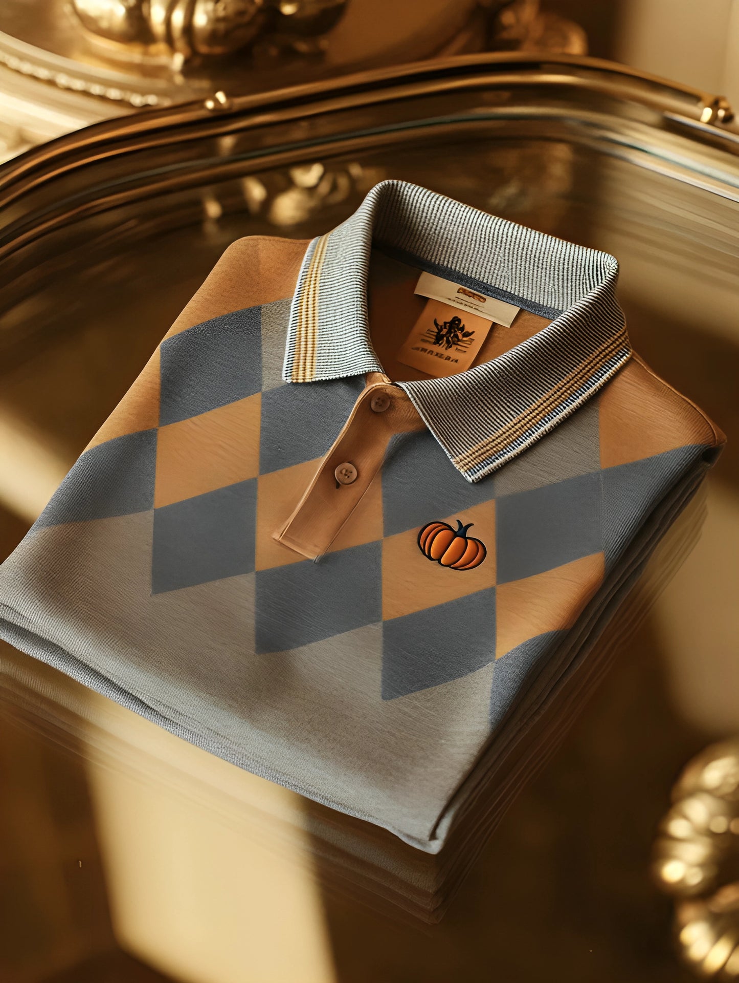 Men's Autumn Harvest Check Smart Polo T-Shirt