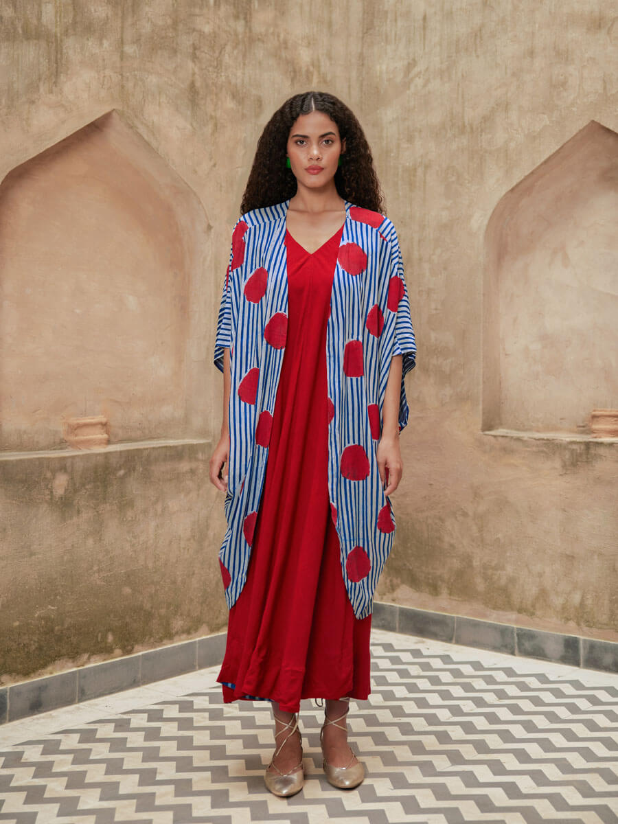 Set of 2 - Red Dot Overlay & Maxi Dress