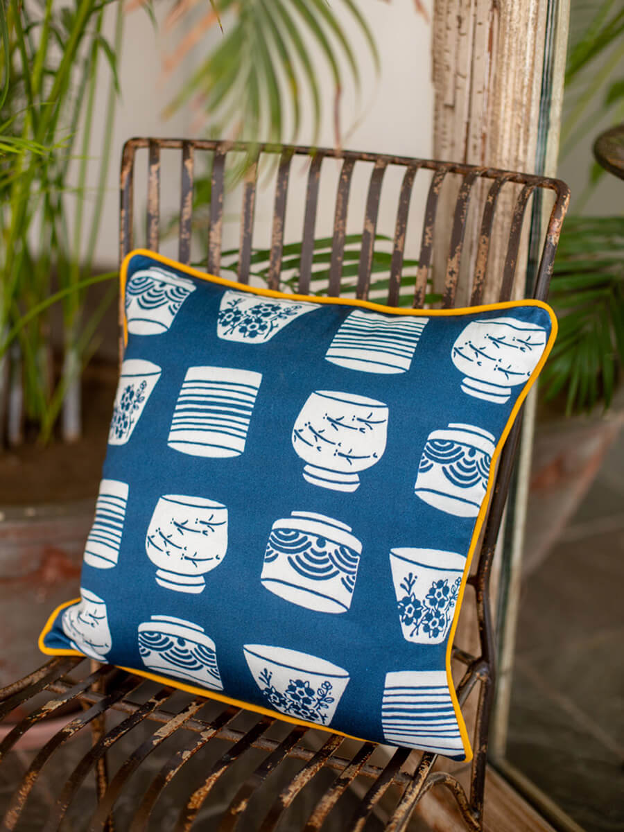Aizome Cotton Cushion Cover - 16 Inch