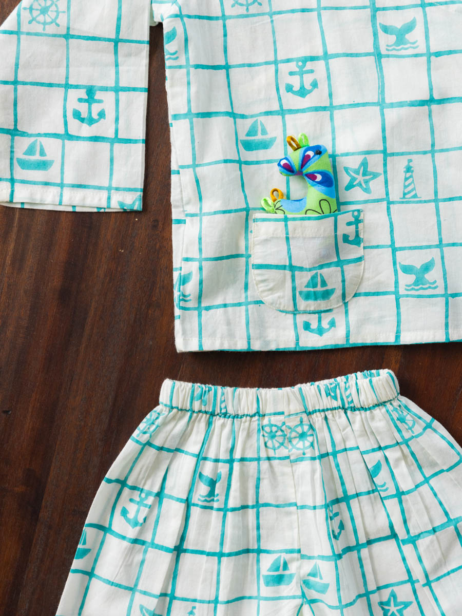 Atlas Organic Cotton Block Printed Angrakha Set