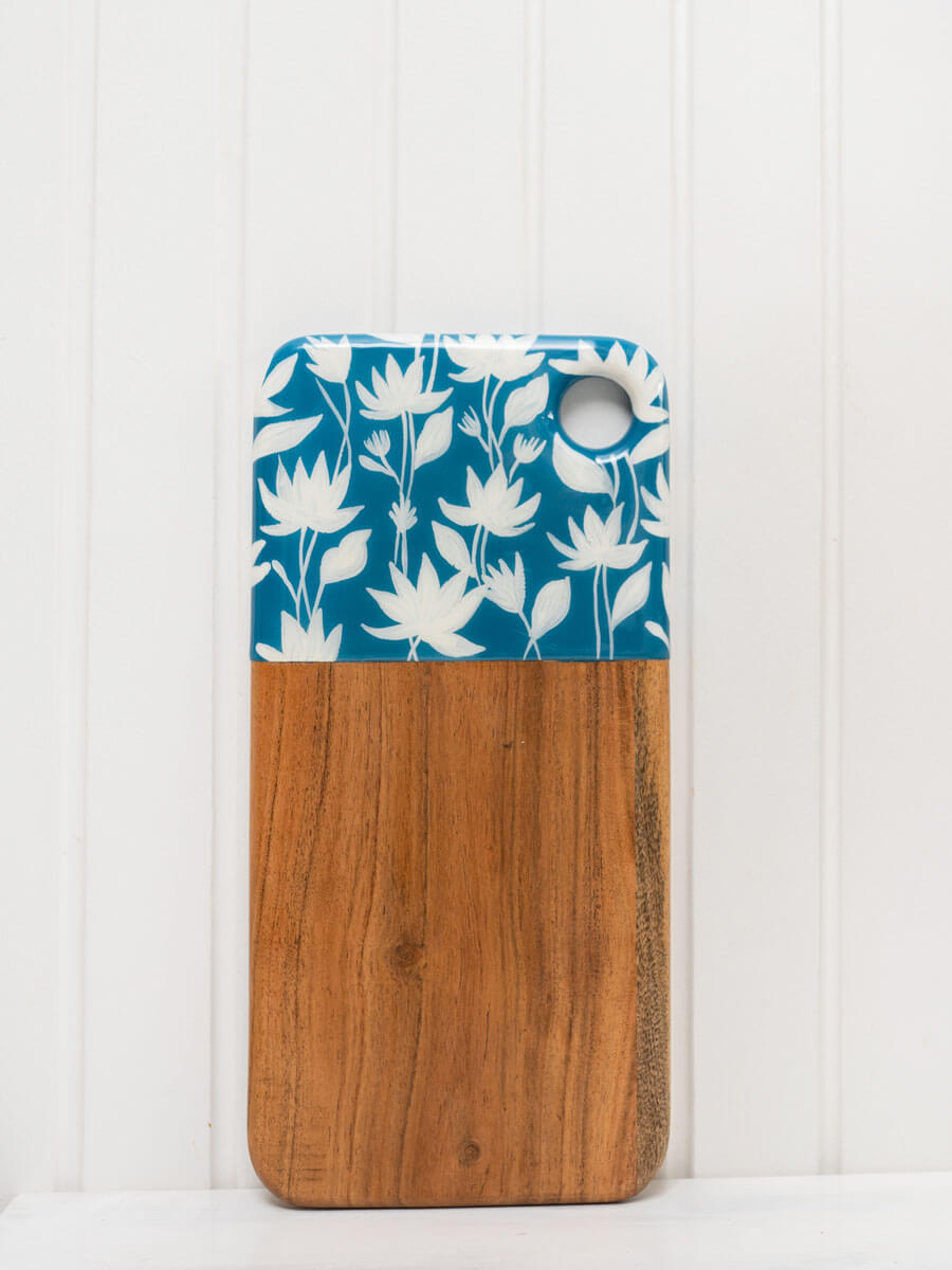 Blue Garden Wooden Platter