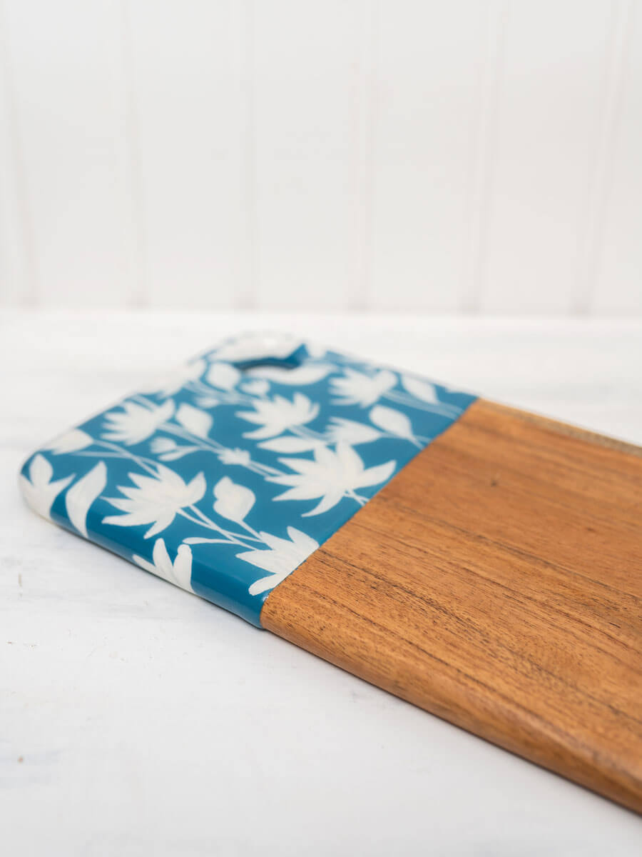 Blue Garden Wooden Platter