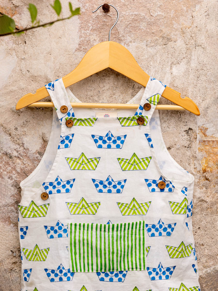 Casper Organic Cotton Block Printed Dungarees