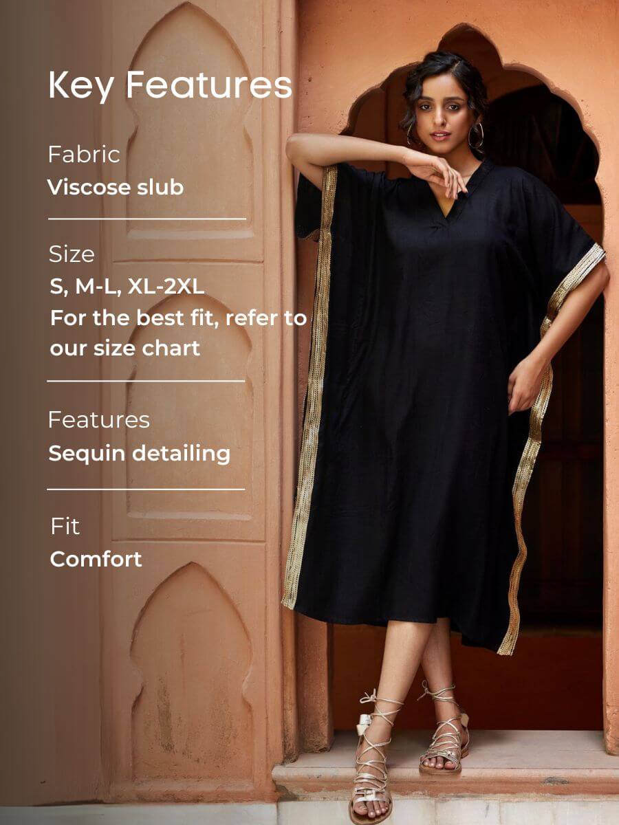 Ruhani Sequined Black Kaftan Kurta