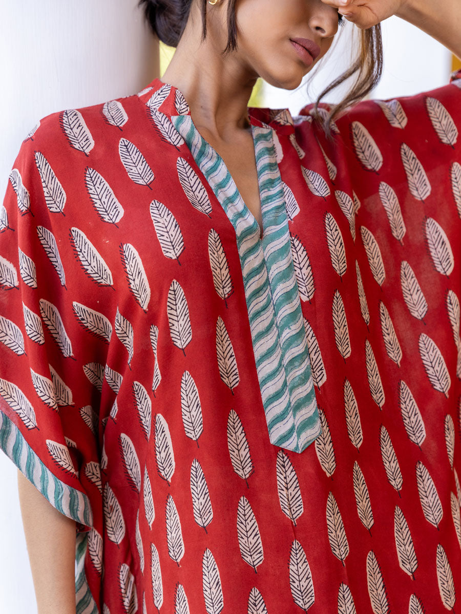 Durga Block Printed Kaftan Kurta