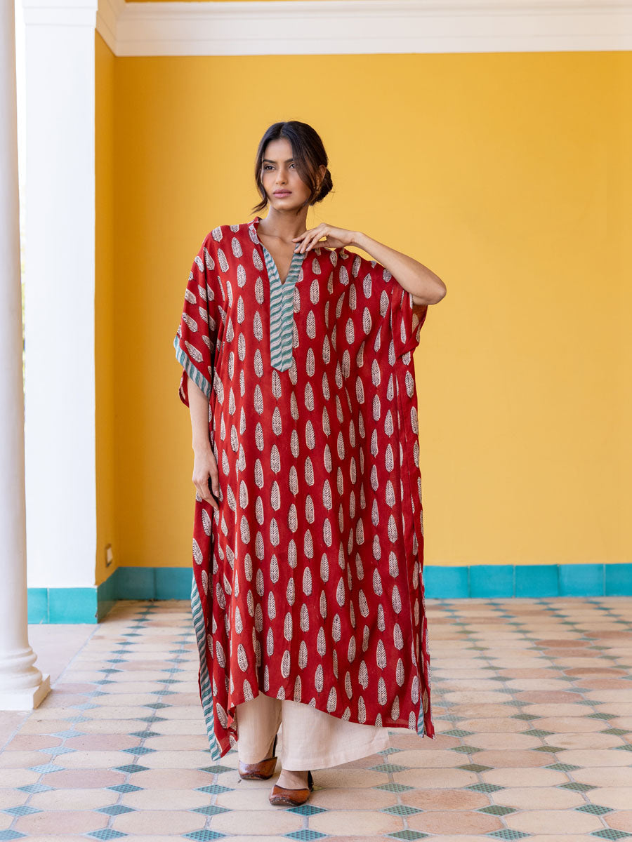 Durga Block Printed Kaftan Kurta