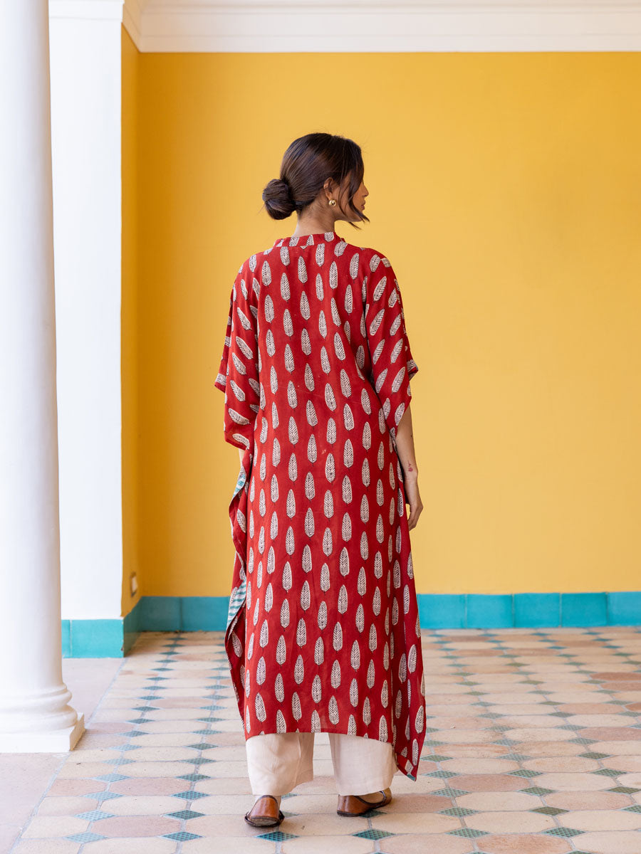 Durga Block Printed Kaftan Kurta