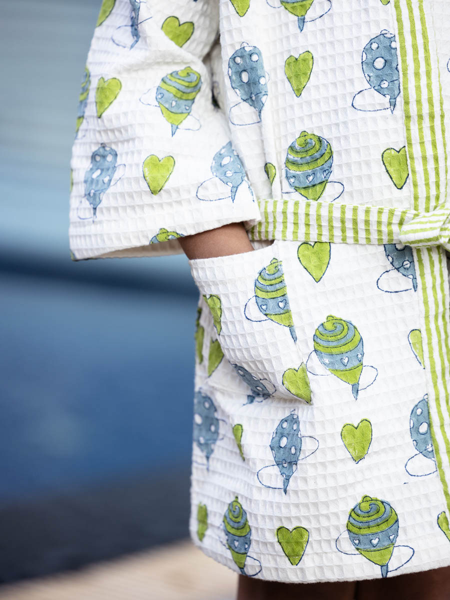 Playground Block Printed Waffle Cotton Bath Robe