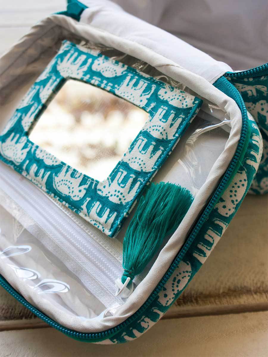 Haathi Block Printed Cotton Vanity Case