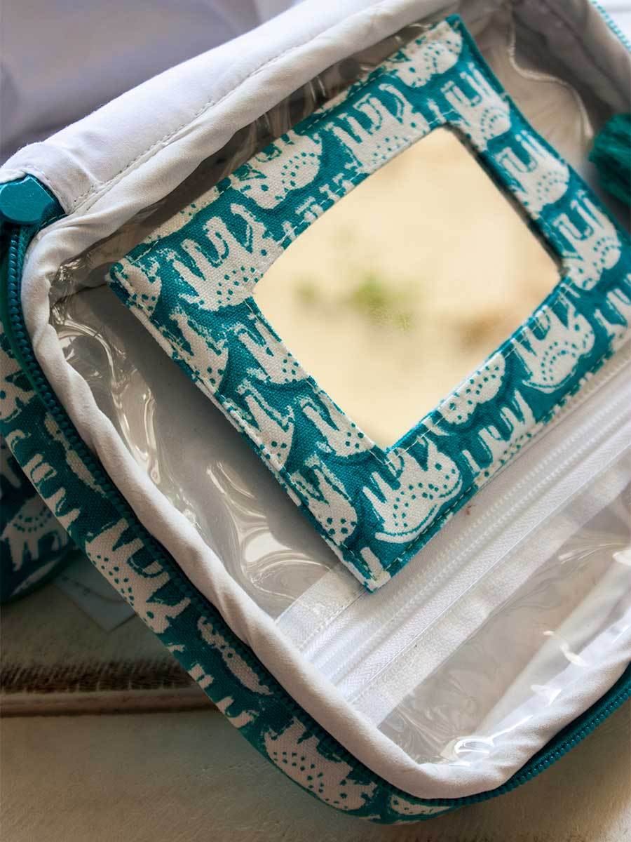 Haathi Block Printed Cotton Vanity Case