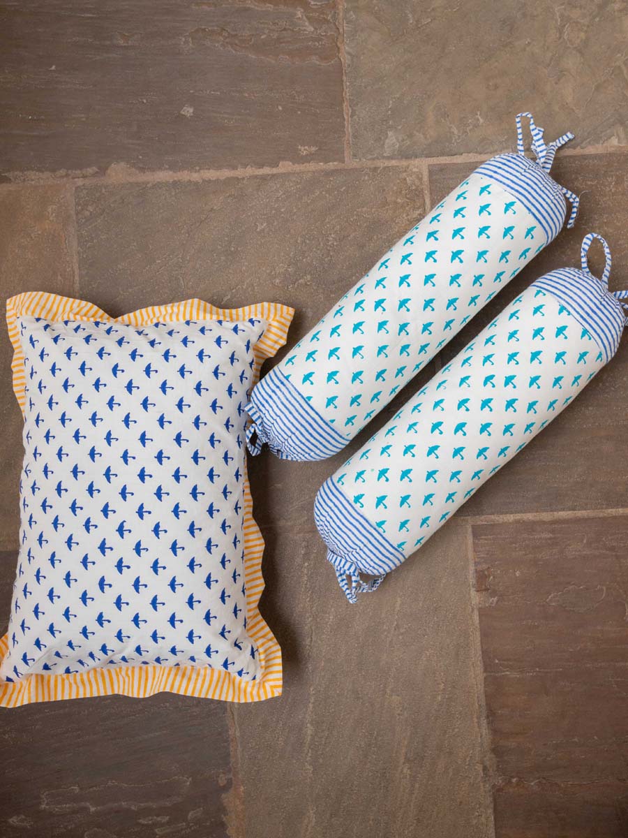 Set of 2 - Turquoise Umbrella Organic Cotton Infant Bolster