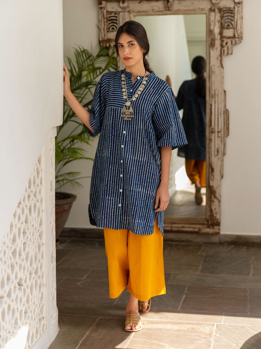 Keya Indigo Dabu Cotton Tunic