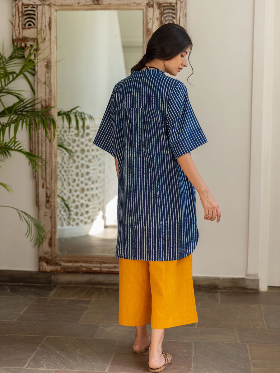 Set of 2 - Keya Indigo Cotton Tunic and Palazzo
