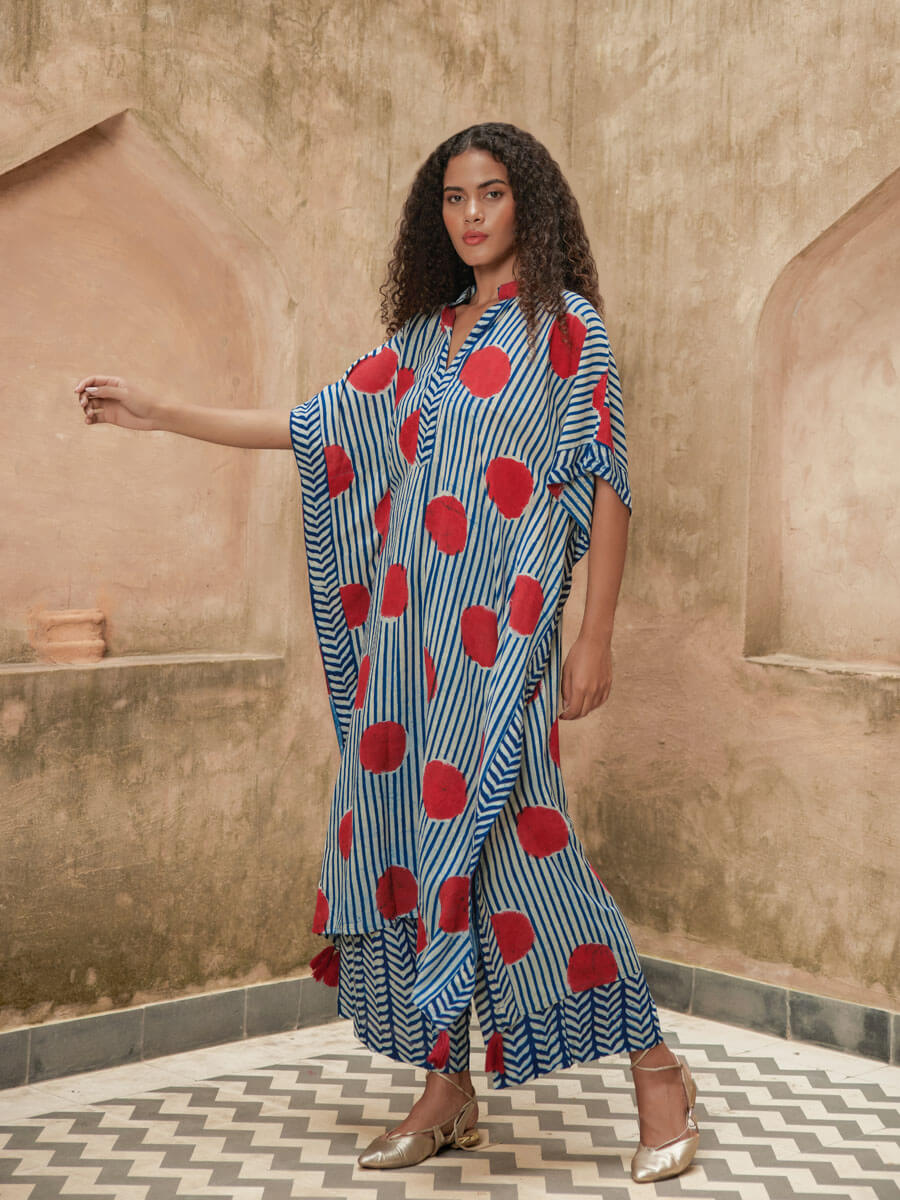 Indigo Dot Kaftan Kurta