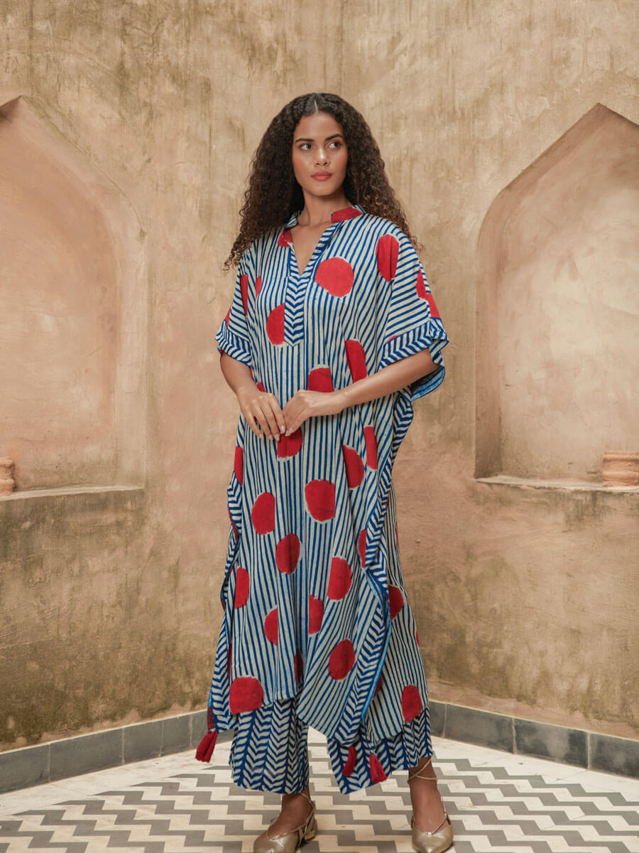 Indigo Dot Kaftan Kurta