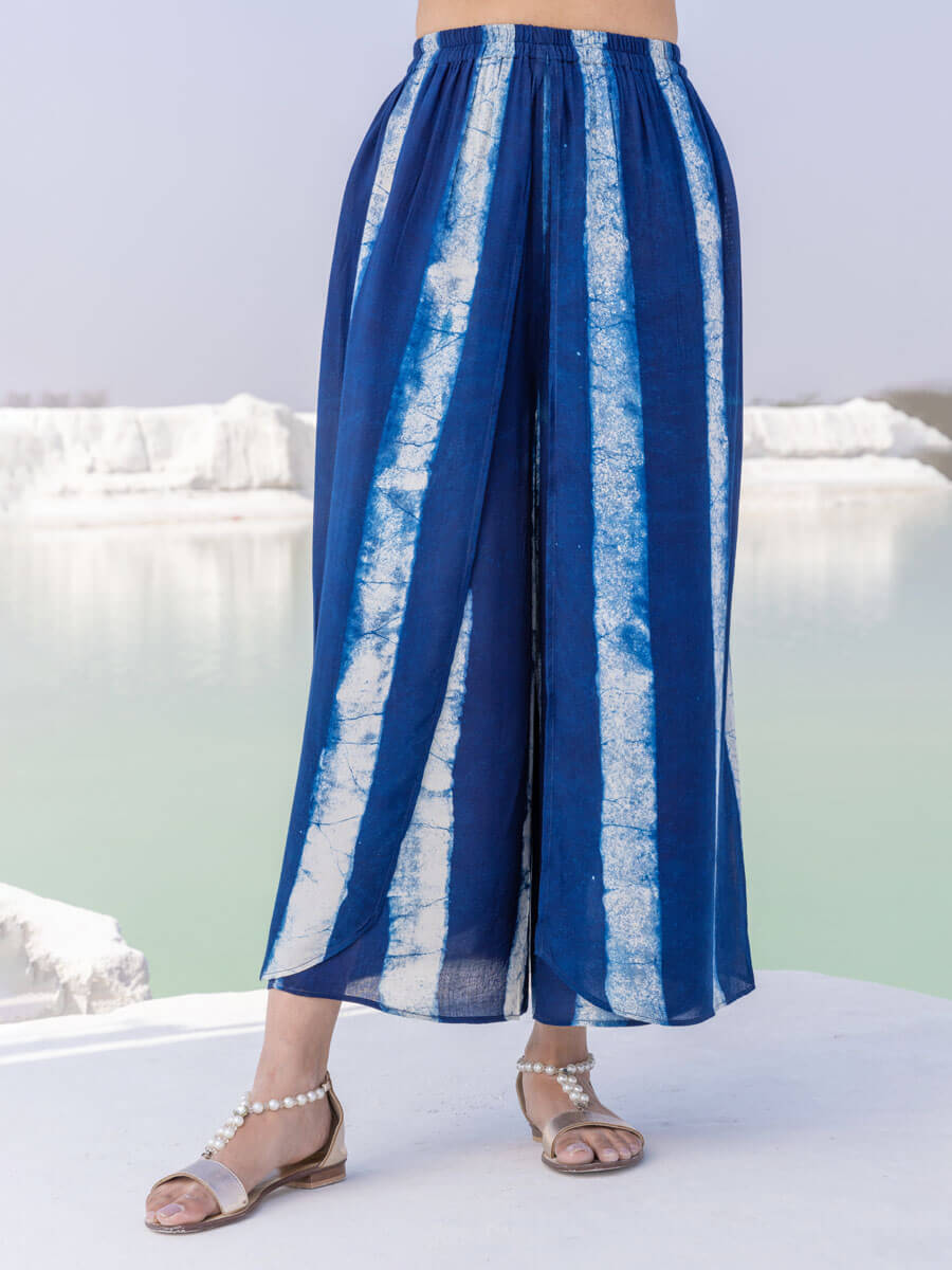 Set of 2 - Venus Shirt Top and Indigo Wrap-around Palazzo