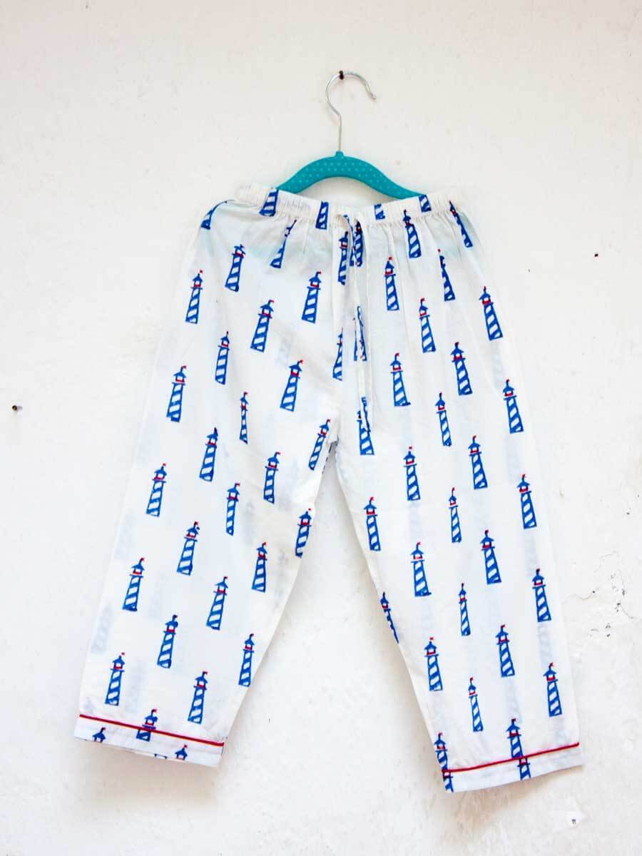 Lighthouse Magic Block Printed Cotton Top & Pyjama Set