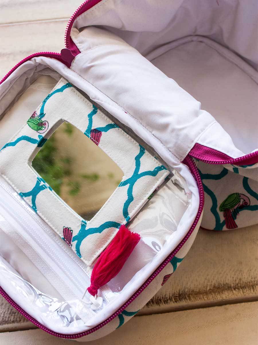 Madhuban Block Printed Cotton Vanity Case