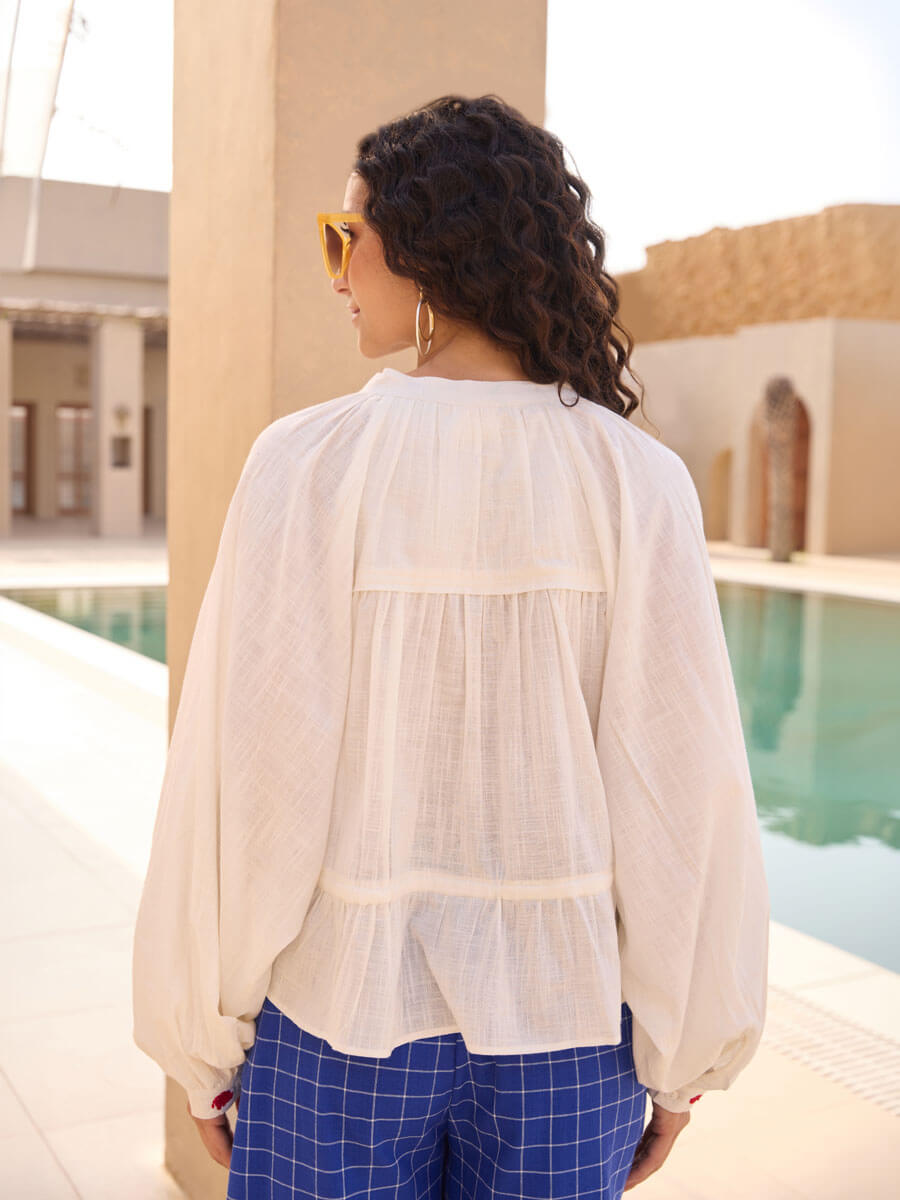 Livia Cotton Shirt & Lantern Pants Set