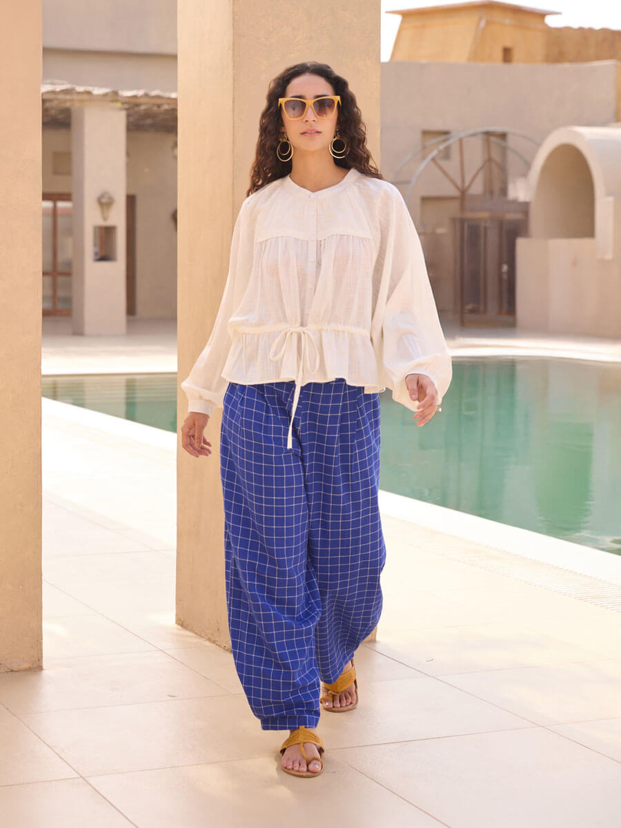 Livia Cotton Shirt & Lantern Pants Set