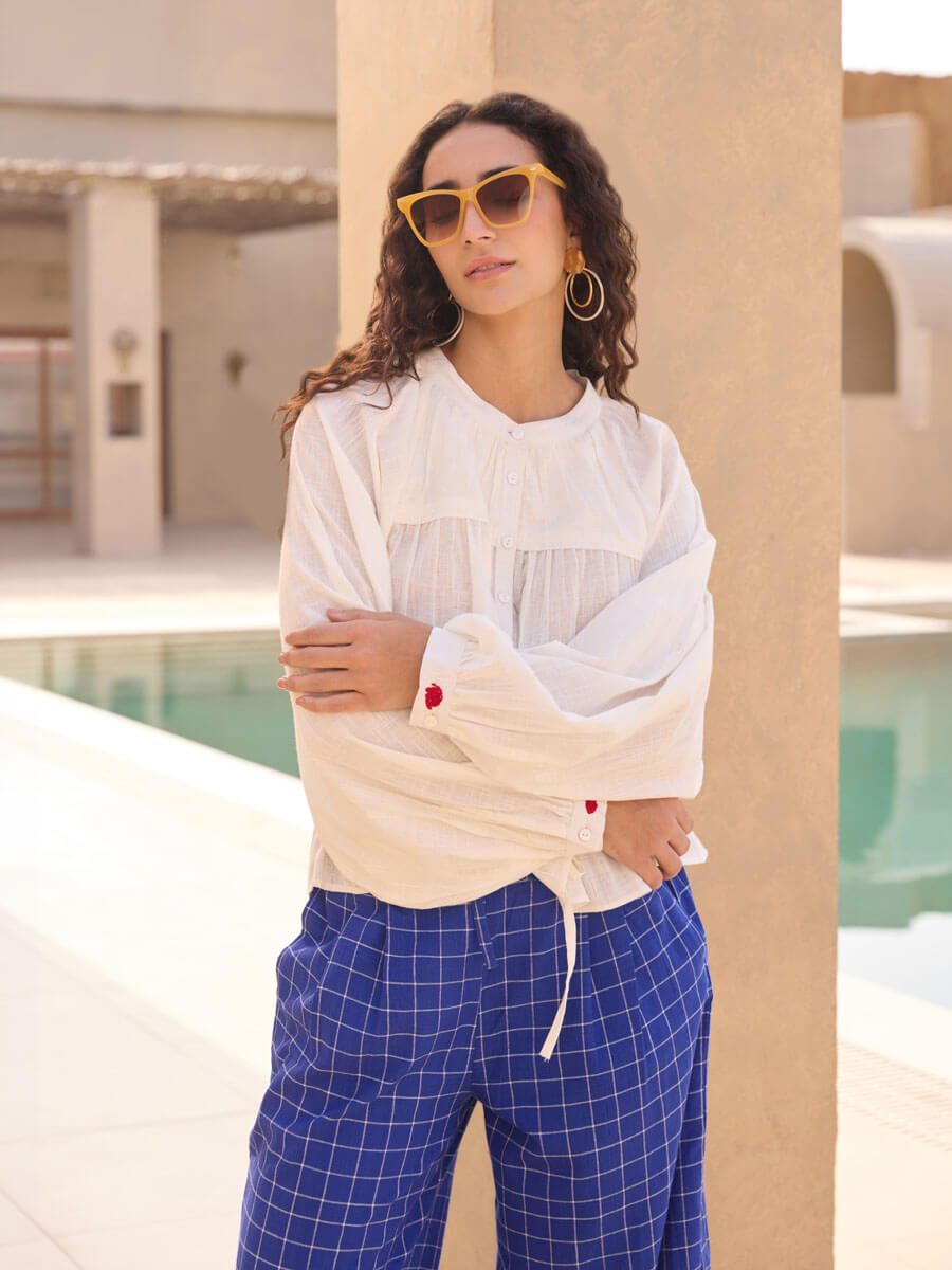 Livia Cotton Shirt & Lantern Pants Set