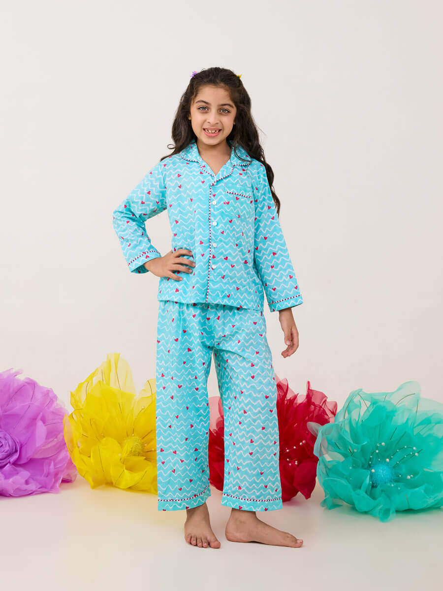 Flutter Blue Organic Cotton Pajama Set