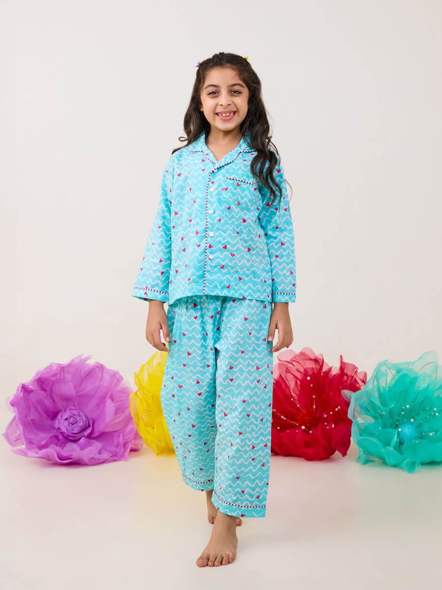 Flutter Blue Organic Cotton Pajama Set