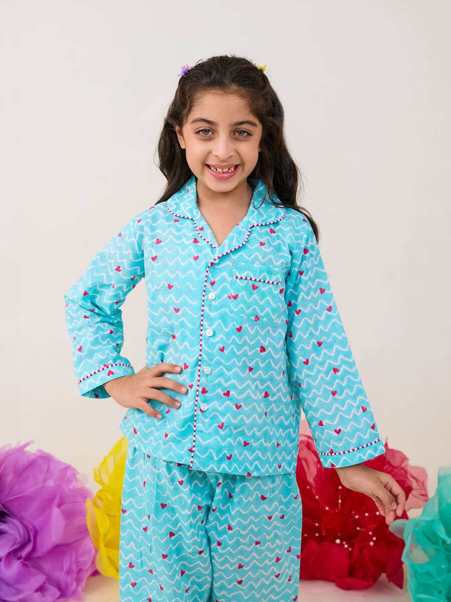 Flutter Blue Organic Cotton Pajama Set