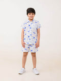 Wild Perch White and Blue Organic Cotton Co-ord Set