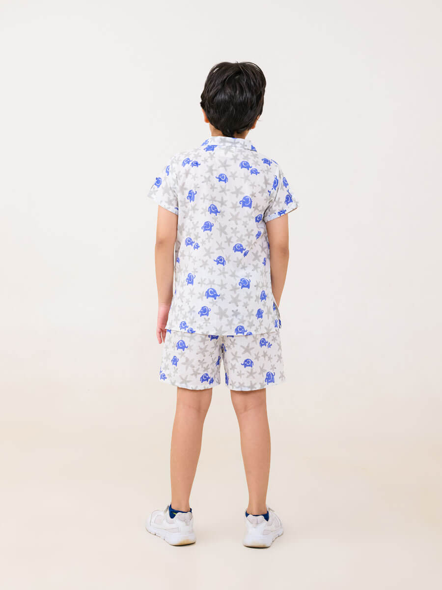 Wild Perch White and Blue Organic Cotton Co-ord Set