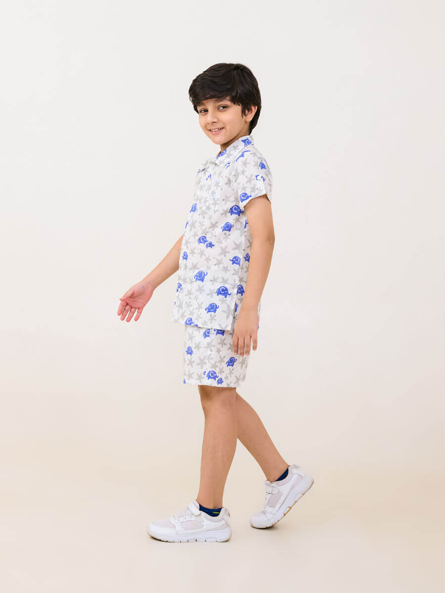 Wild Perch White and Blue Organic Cotton Co-ord Set