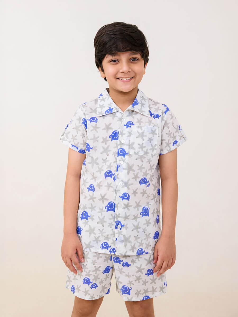 Wild Perch White and Blue Organic Cotton Co-ord Set