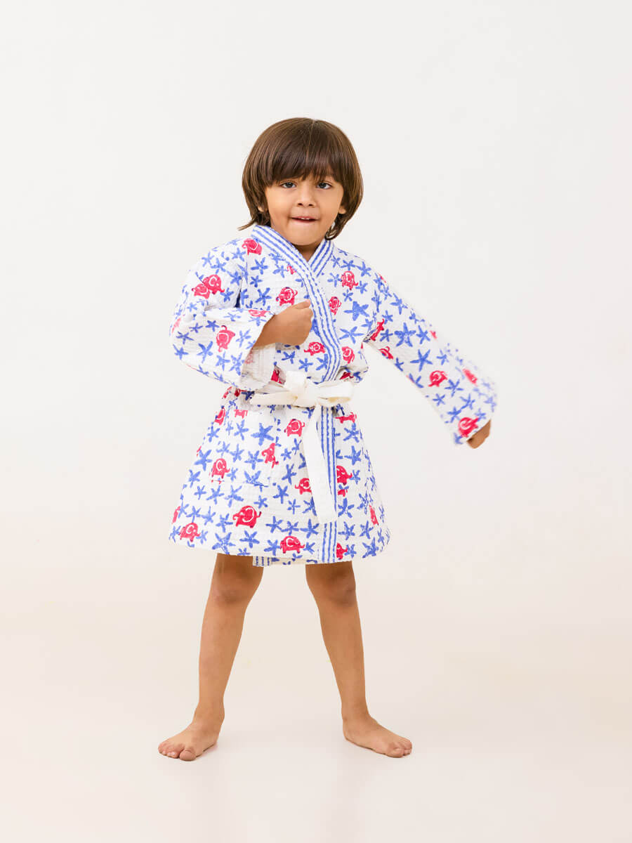 Jungle Waffle Cotton Bath Robe