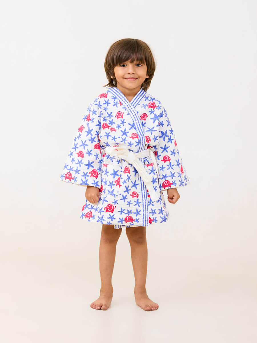 Jungle Waffle Cotton Bath Robe