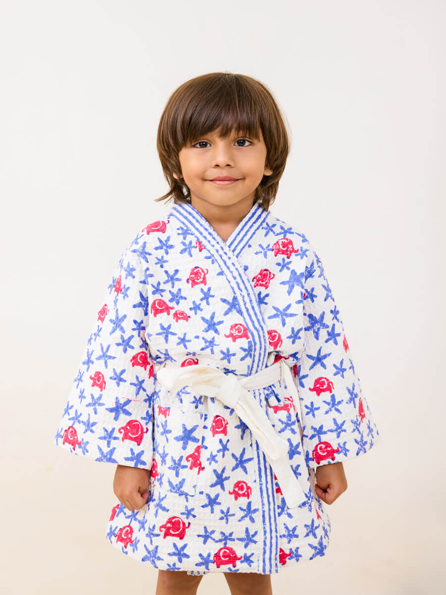 Jungle Waffle Cotton Bath Robe