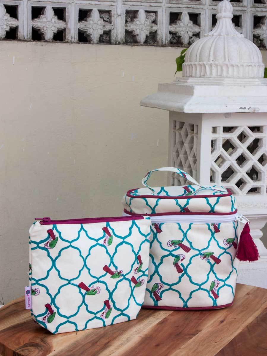 Madhuban Block Printed Cotton Vanity Case