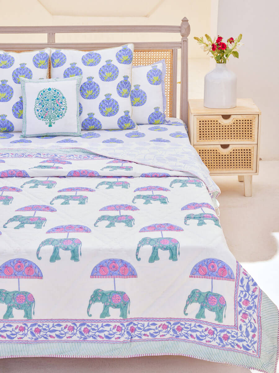 Set of 5 - Gajgamini Cotton Bedding Set