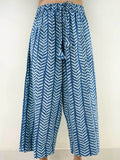 Indigo Waves Cotton Palazzo Pants