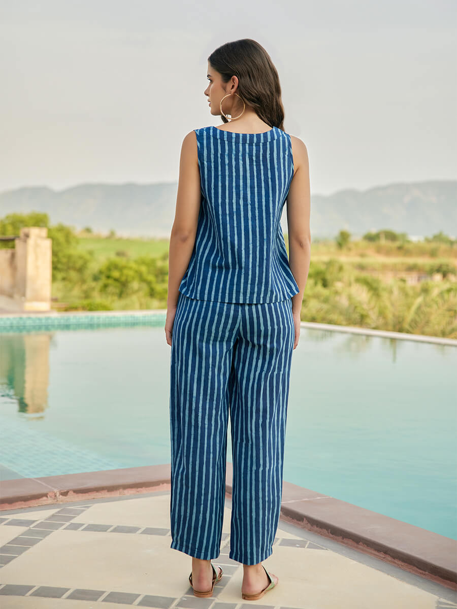 Set of 2 - Moonlit Tide Sleeveless Top & Palazzo Pant