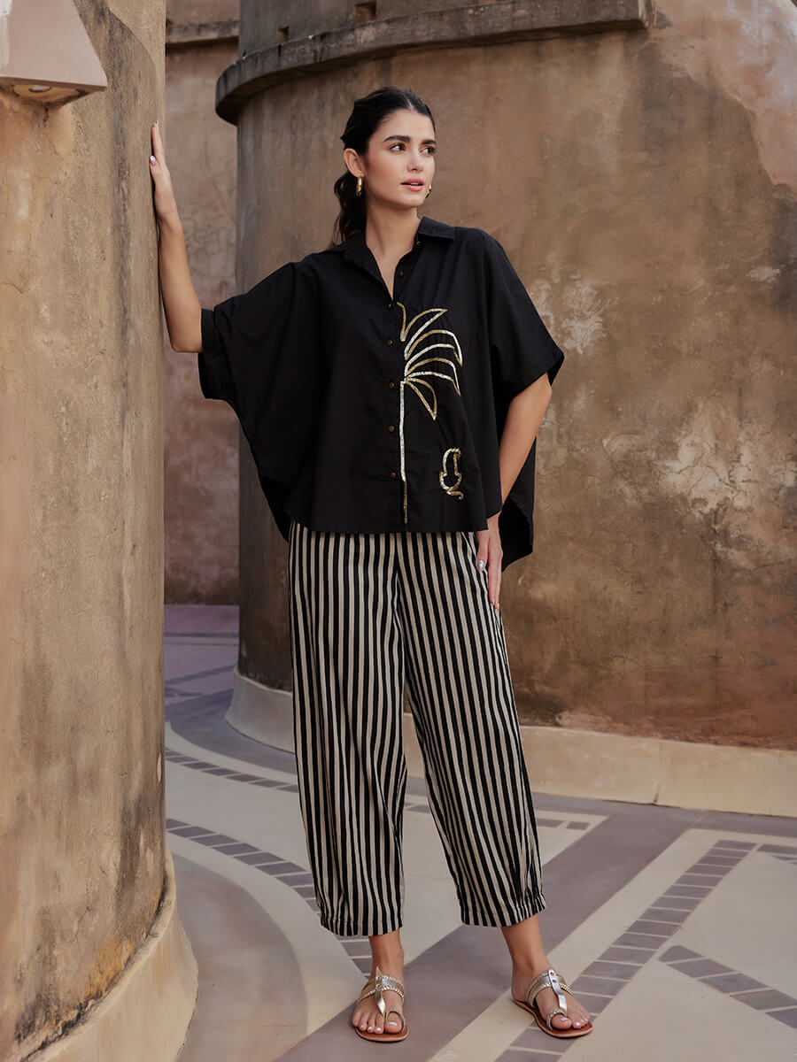 Set of 2 - Rabat Sequined Poncho Shirt & Pants