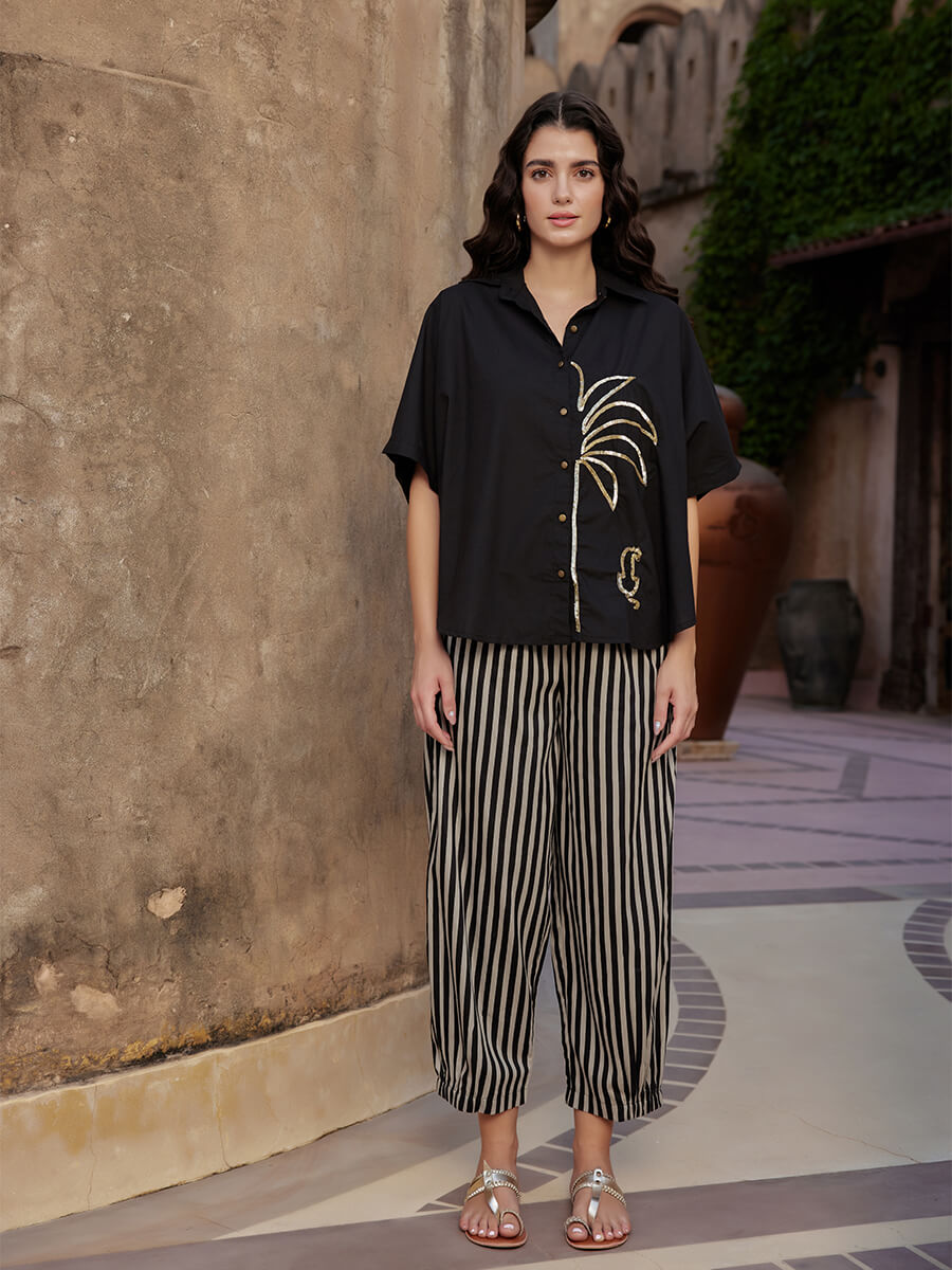 Set of 2 - Rabat Sequined Poncho Shirt & Pants