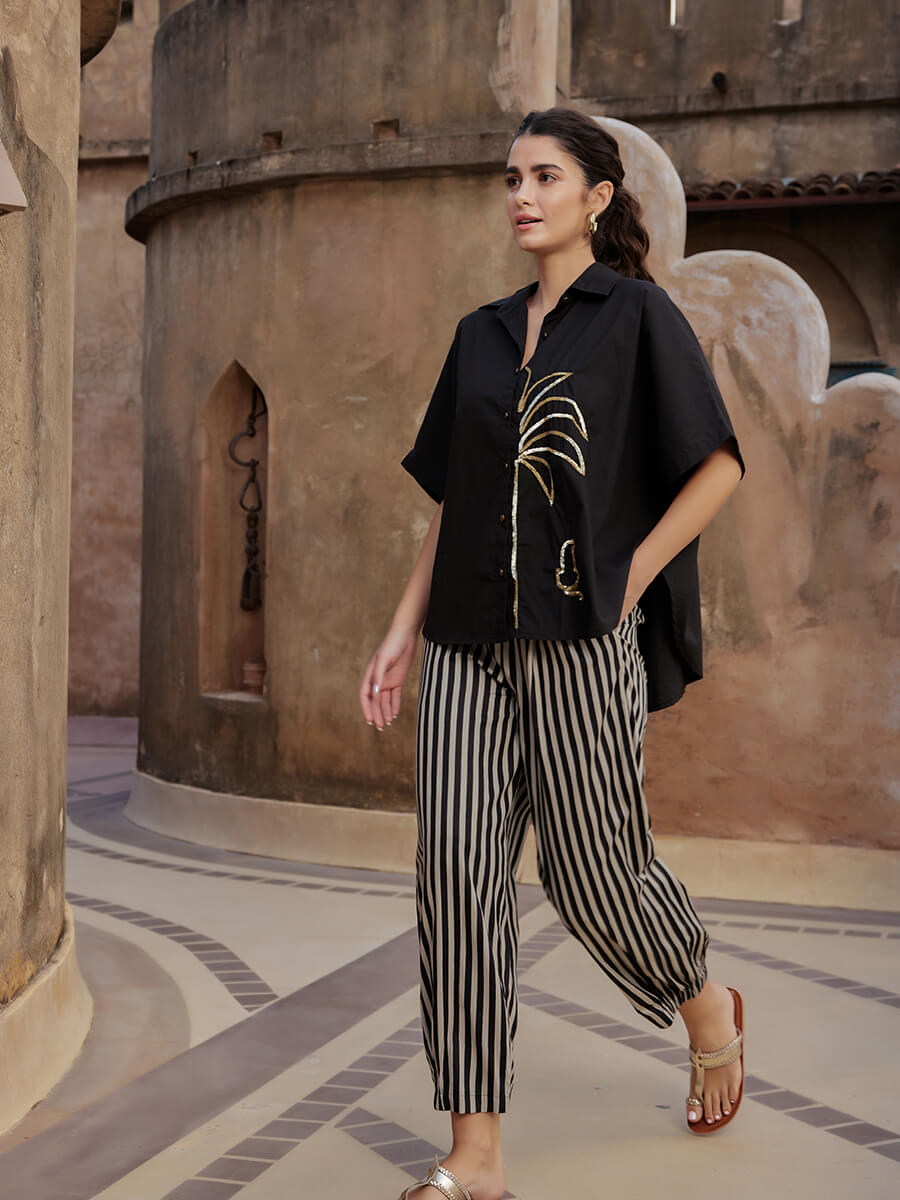 Set of 2 - Rabat Sequined Poncho Shirt & Pants